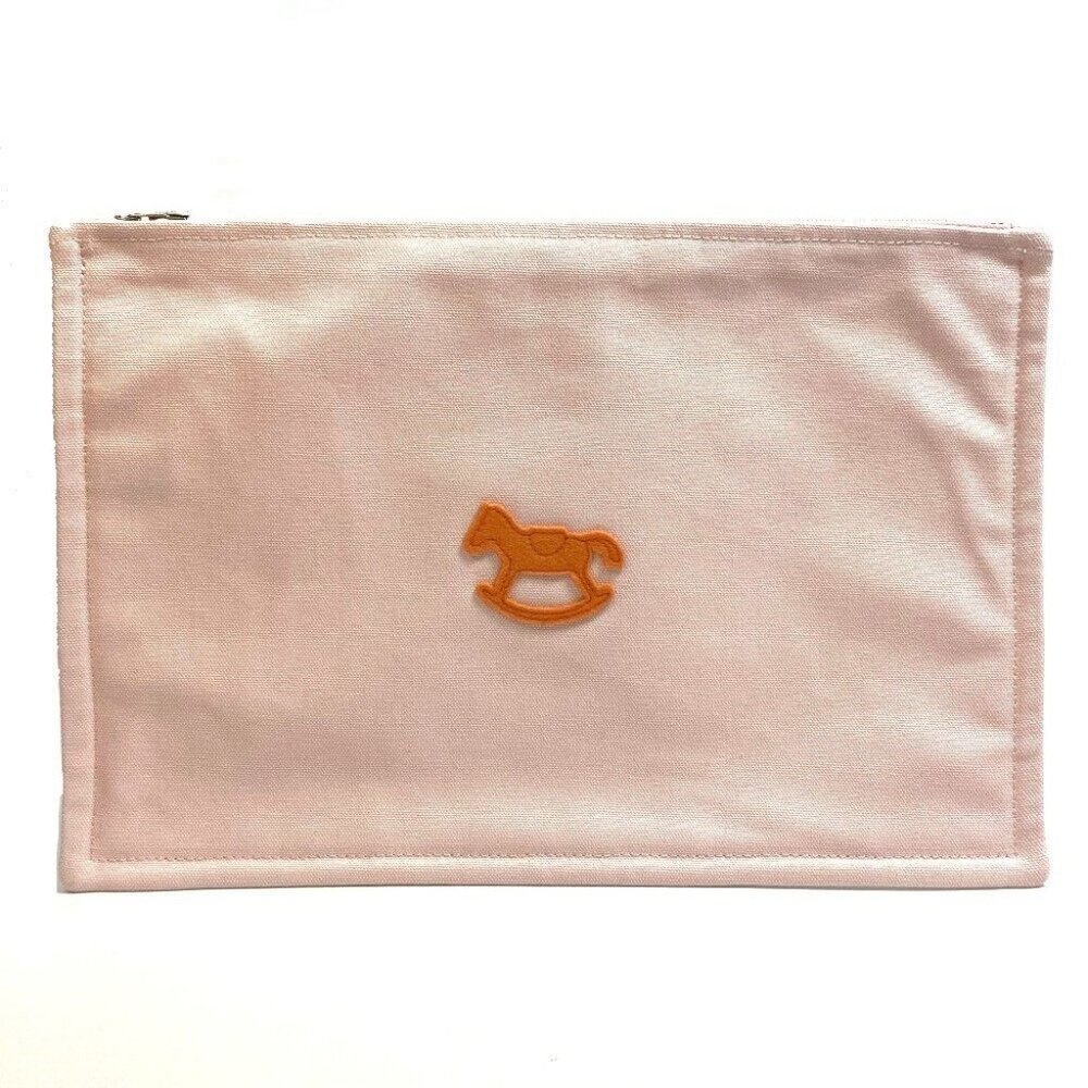 HERMES accessory case Adada Dot GM flat Pouch cotton pink - Picture 1 of 11